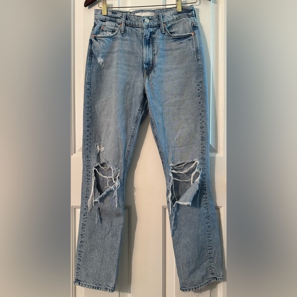 MOTHER SUPERIOR 25 The Dazzler Ankle Color Lost It Faded Blue Jeans Knee Destroy - Picture 1 of 15